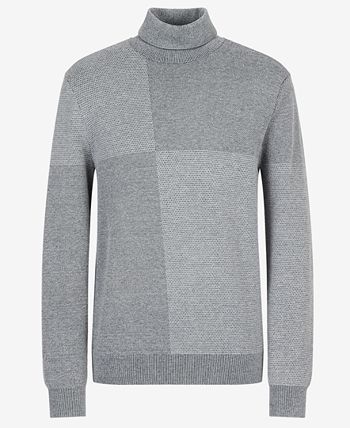 A|X Armani Exchange Men's Colorblocked Turtleneck Sweater Gray Size Large
