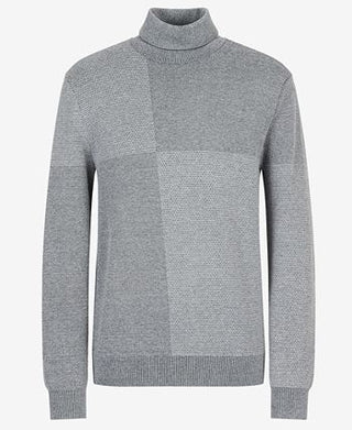 A|X Armani Exchange Men's Colorblocked Turtleneck Sweater Gray Size Large