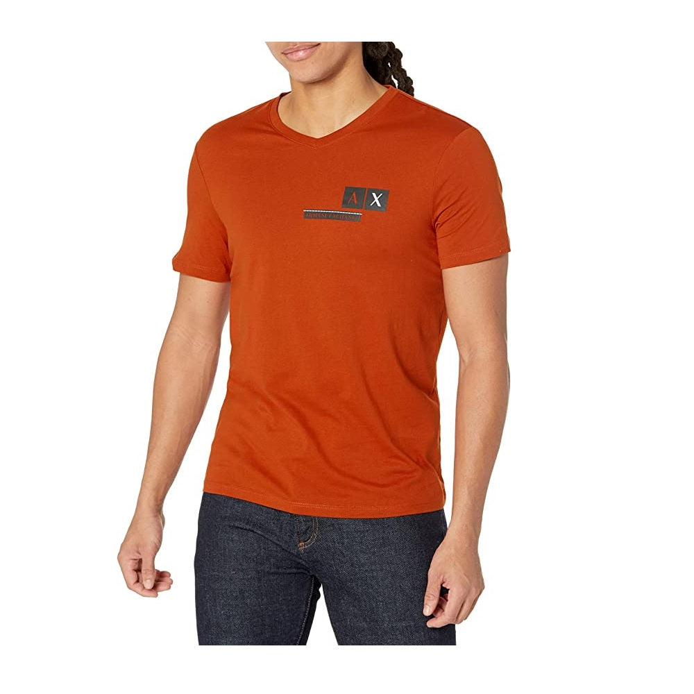 AX Armani Exchange Men's Logo Graphic V-Neck T-Shirt Orange Size M