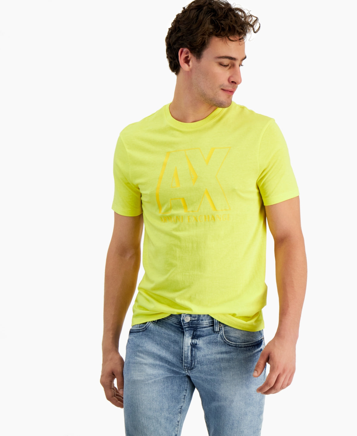 A|X Armani Exchange Men's Pride Logo T-Shirt Yellow Size XX-Large