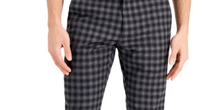 A|X Armani Exchange Men's Slim Fit Buffalo Plaid Wool Suit Pants Gray Size 32X30