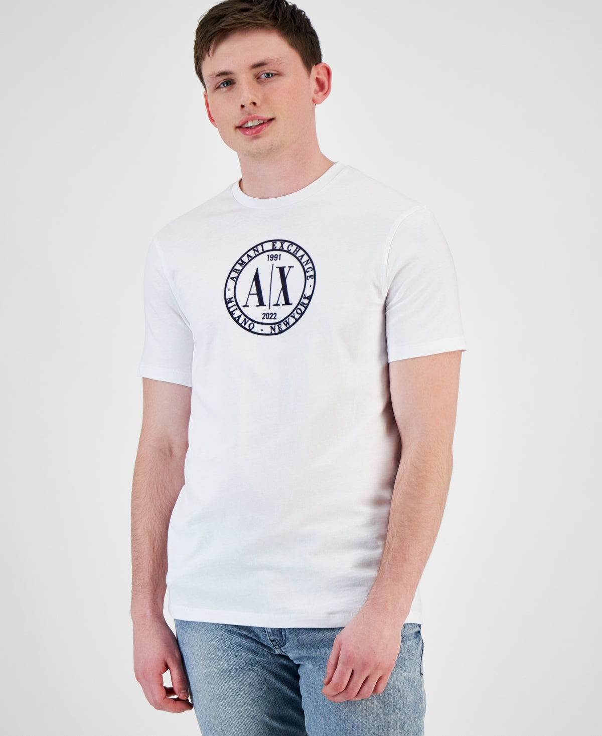 AX Armani Exchange Men's Circular Icon Graphic T-Shirt White Size Small