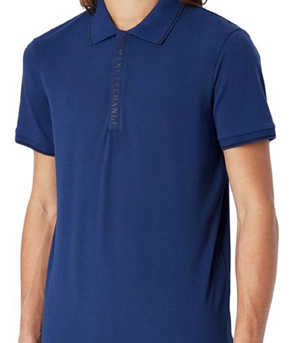 AX Armani Exchange Men's Tipped Logo Placket Polo Shirt Blue Size XX-Large