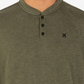 Hurley Men's Vista Henley Button Up Long Sleeve Shirt Green Size Medium
