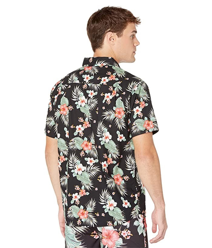 Hurley Men's Wedge Woven Short Sleeve Button Up Shirt Black Size Large