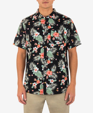 Hurley Men's Organic Wedge Short Sleeve Button Up Shirt Black Size Small