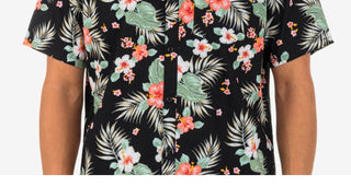 Hurley Men's Organic Wedge Short Sleeve Button Up Shirt Black Size Small