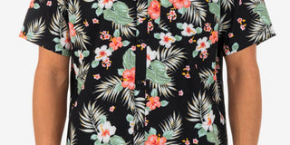 Hurley Men's Wedge Woven Short Sleeve Button Up Shirt Black Size X-Large