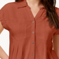 Style & Co Pleated Cuffed-Sleeve Top Brown Size XL