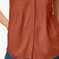 Style & Co Pleated Cuffed-Sleeve Top Brown Size XL