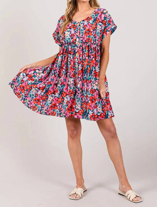 Trendsi - SAGE + FIG Floral Button Down Short Sleeve Mini Dress