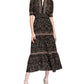 Max Studio Women's Floral Print Smocked Maxi Dress Black Size Large