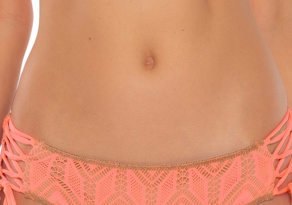 BECCA Wanderlust Crochet Lace-Up Hipster Swimsuit Bottoms Size M in Navy Blue for Women