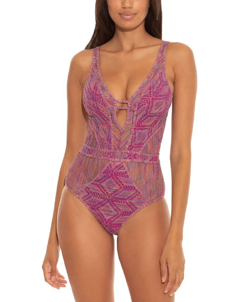 Becca Women's Mosaic Show & Tell One Piece Swimsuit Purple