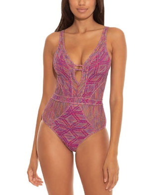 Becca Women's Mosaic Show & Tell One Piece Swimsuit Purple