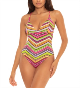 Becca Women's Farah Reversible Abigail One Piece Swimsuit Multicolor Size Large