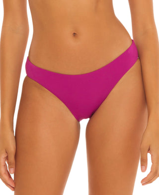 Becca Women's Stretch Lined Bikini Shirred Moderate Coverage Color Code Hipster Swimsuit Bottom Purple Size Medium