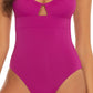 Becca Women's Stretch Moderate Coverage Convertible Color Code One Piece Swimsuit Purple Size Medium