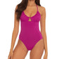 Becca Women's Stretch Moderate Coverage Convertible Color Code One Piece Swimsuit Purple Size Medium