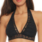 Becca Women's Colorplay Halter Bikini Top Black Size Small