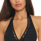 Becca Women's Colorplay Halter Bikini Top Black Size Small