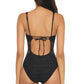 Becca Women's Colorplay High Neck One-Piece Swimsuit Black Size Large