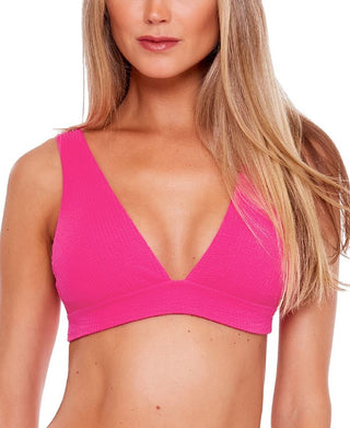 Becca Women's Pucker up Textured Tie Back Bikini Top Swimsuit Pink