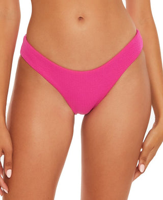 Becca Women's Pucker Up Textured Shirred Back Hipster Bikini Bottoms Swimsuit Pink Size Medium