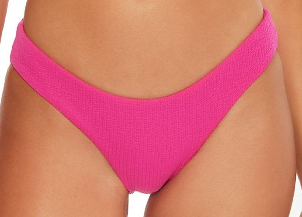 Becca Women's Pucker Up Textured Shirred Back Hipster Bikini Bottoms Swimsuit Pink Size Medium