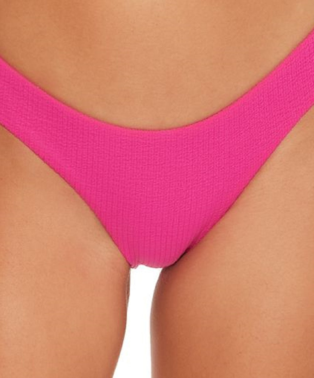 Becca Women's Pucker Up Textured Shirred Back Hipster Bikini Bottoms Swimsuit Pink Size Medium