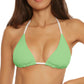 Becca Women's Fine Line Reversible Triangle Bikini Top Green Size Medium