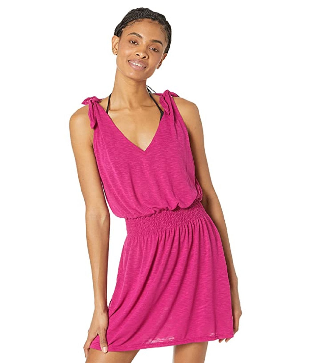 Becca Women's Breezy Basics Tie Shoulder Dress Pink Size Small