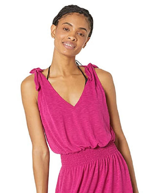 Becca Women's Breezy Basics Tie Shoulder Dress Pink Size Small