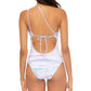 Becca Women's Iconic One Shoulder One Piece Swimsuit White Multi Size Large