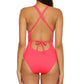 Becca Women's Color Code Plunge One Piece Swimsuit Pink Size Large