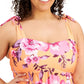 Becca Etc Women's Plus In Full Bloom Printed Tankini Top Swimsuit Orange Size 2X