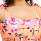 Becca Etc Women's Plus In Full Bloom Printed Tankini Top Swimsuit Orange Size 2X