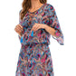 Lucky Brand Women's Paisley Poolside Charm Tunic Swimsuit Blue Size X-Small