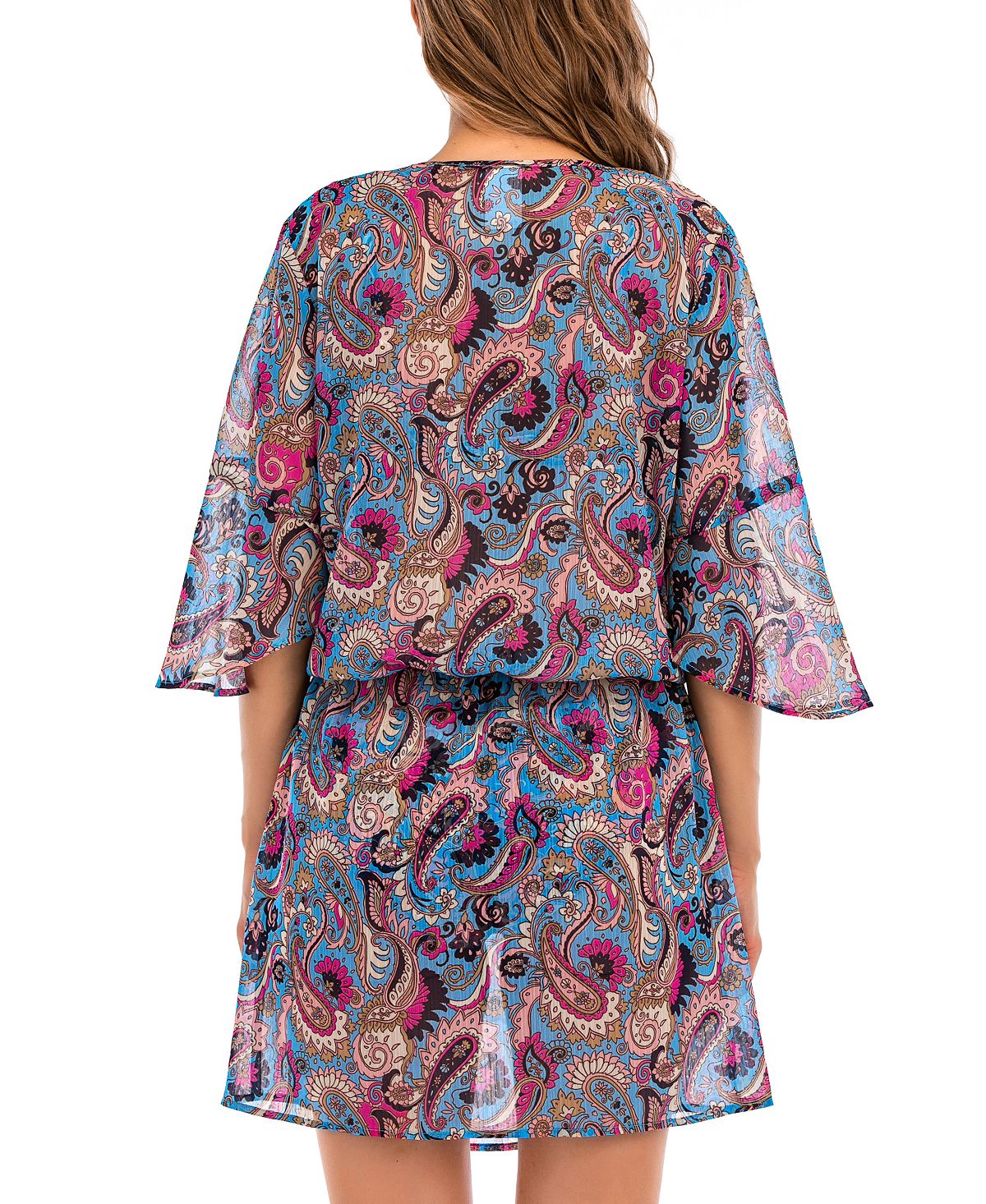 Lucky Brand Women's Paisley Poolside Charm Tunic Swimsuit Blue Size X-Small