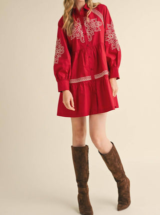 &Merci - Reba EMBROIDERED BUTTON DOWN MINI DRESS