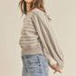 &Merci - Striped Batwing Sleeve Crew Sweater