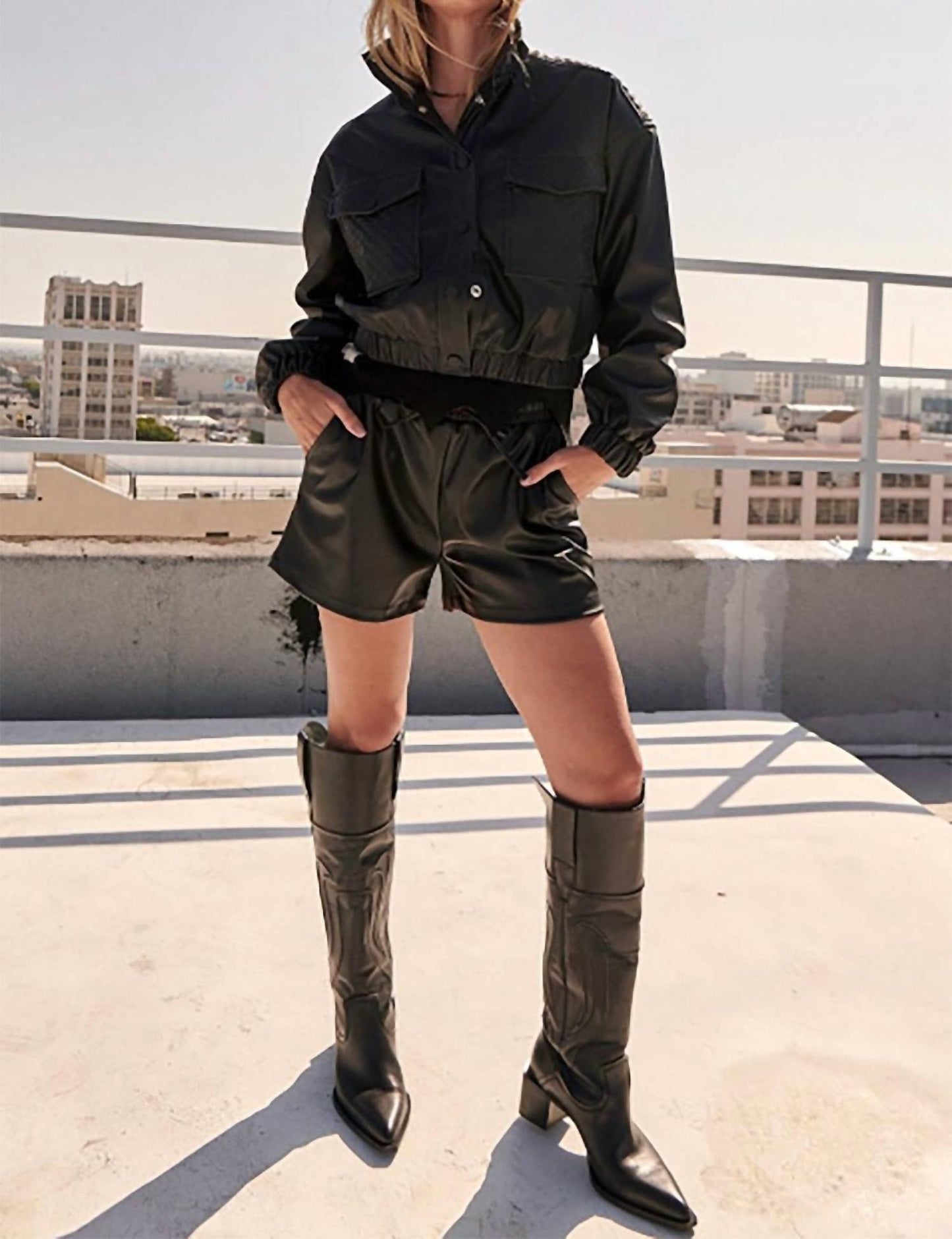 Falcon Park - Brinley Faux Leather Bomber Jacket