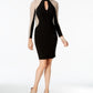 XSCAPE Women's Studded Illusion Choker Sheath Dress Black Size 8