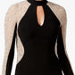 XSCAPE Women's Two Tone Beaded Long Sleeve Sheath Dress Black Size 16