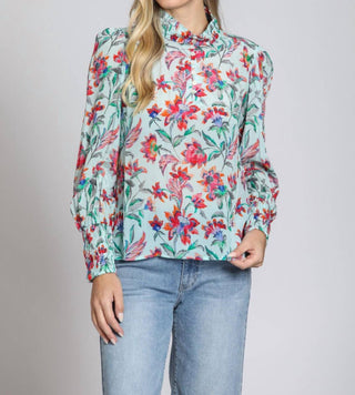 Apny - Puff Sleeve Blouse With Ruched Detail