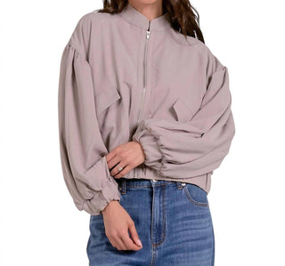 Elan - Zip Up Balloon Bomber Jacket