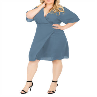 Slate Georgette Wrap Dress by Standards & Practices, Size 2X