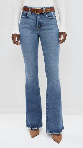 Good American - Good Legs Flare Deep V Yoke Jeans