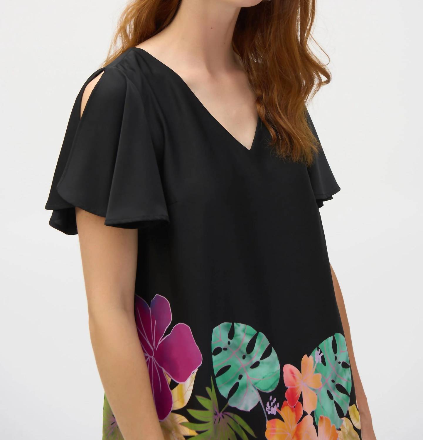 Joseph Ribkoff - Tropical Print V-neck Shift Dress