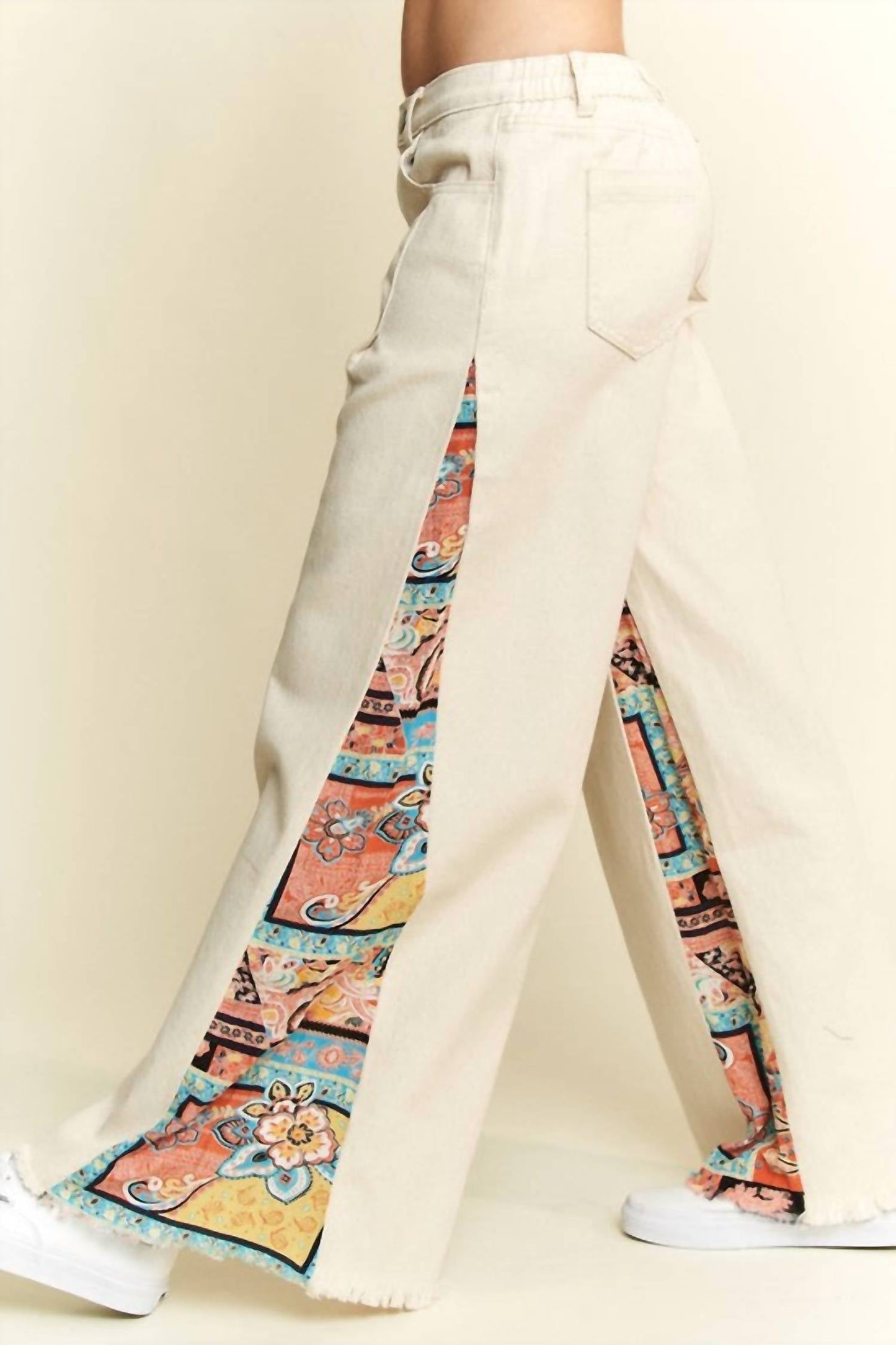 Jade By Jane - Mid Rise Paisley Print Patchwork Pants